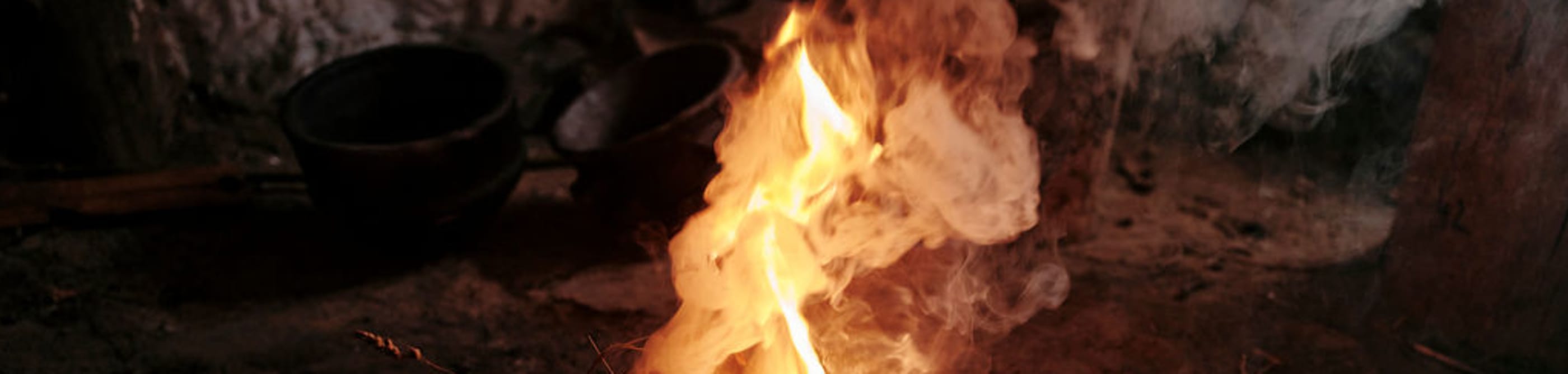 Small fire burns with bright flame