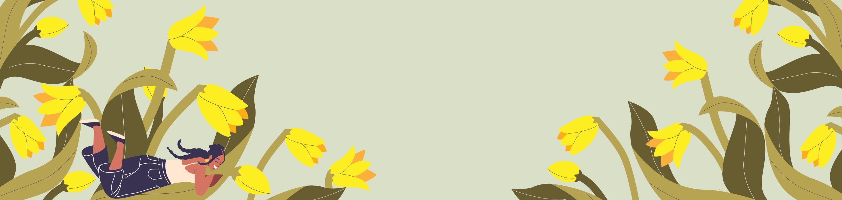 Animation of two children playing in daffodils