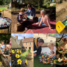 A collage of images of early years learning with a harvest and farm theme