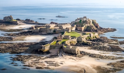 Aerial view of a castle