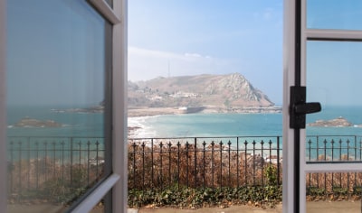 Open window showing a sea scape