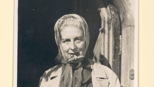 Self portrait (with Nazi badge between her teeth) of Claude Cahun