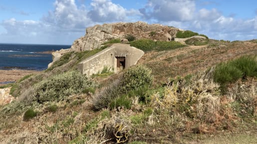 A German fortification built into the headland