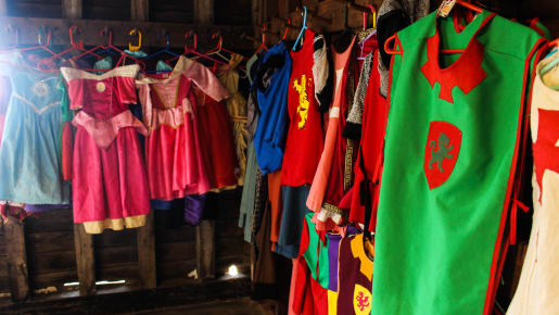 Brightly coloured dressing up clothes