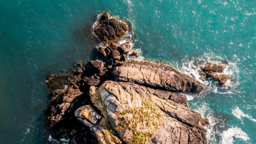 Ignimbrite rock formation in the sea