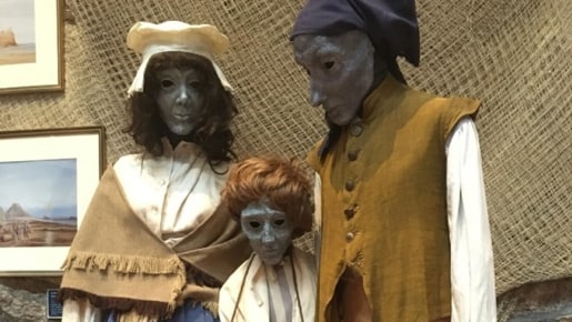 Three Mannequins dressed as oyster fishermen from the 19th century