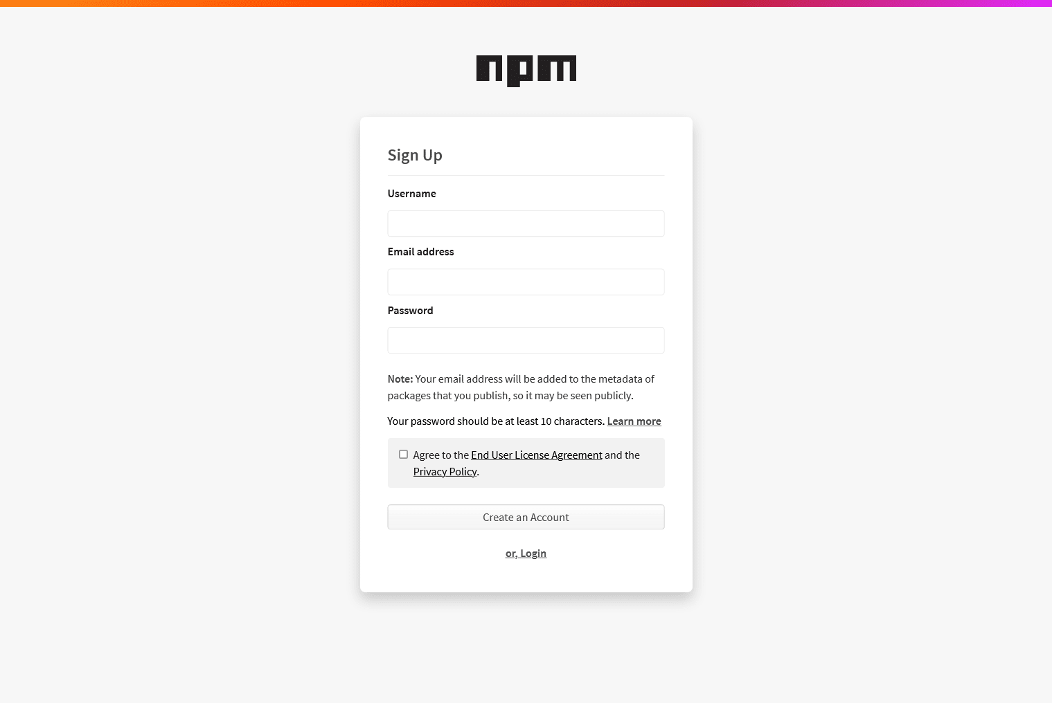 NPM SignUp