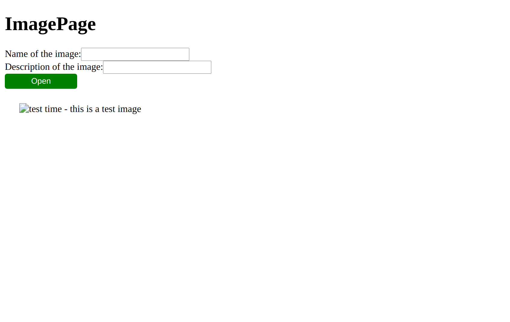 the image uploader and list of images with alt text