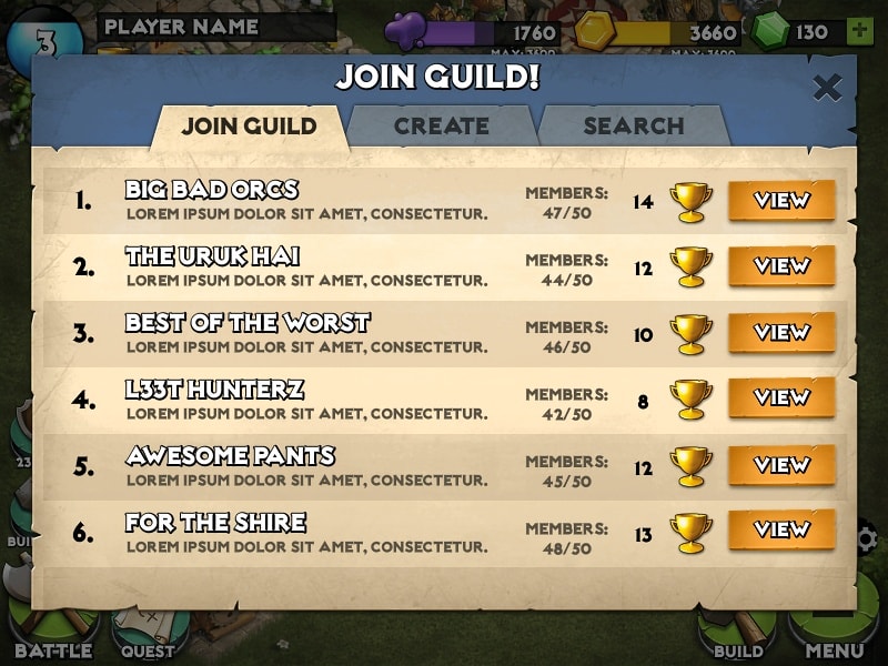 Heroes of War UI Screens