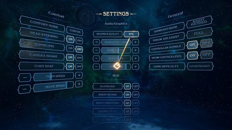 Asgard's Wrath Additional Menus