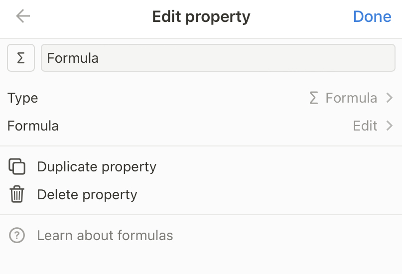 Image showing a property's edit menu