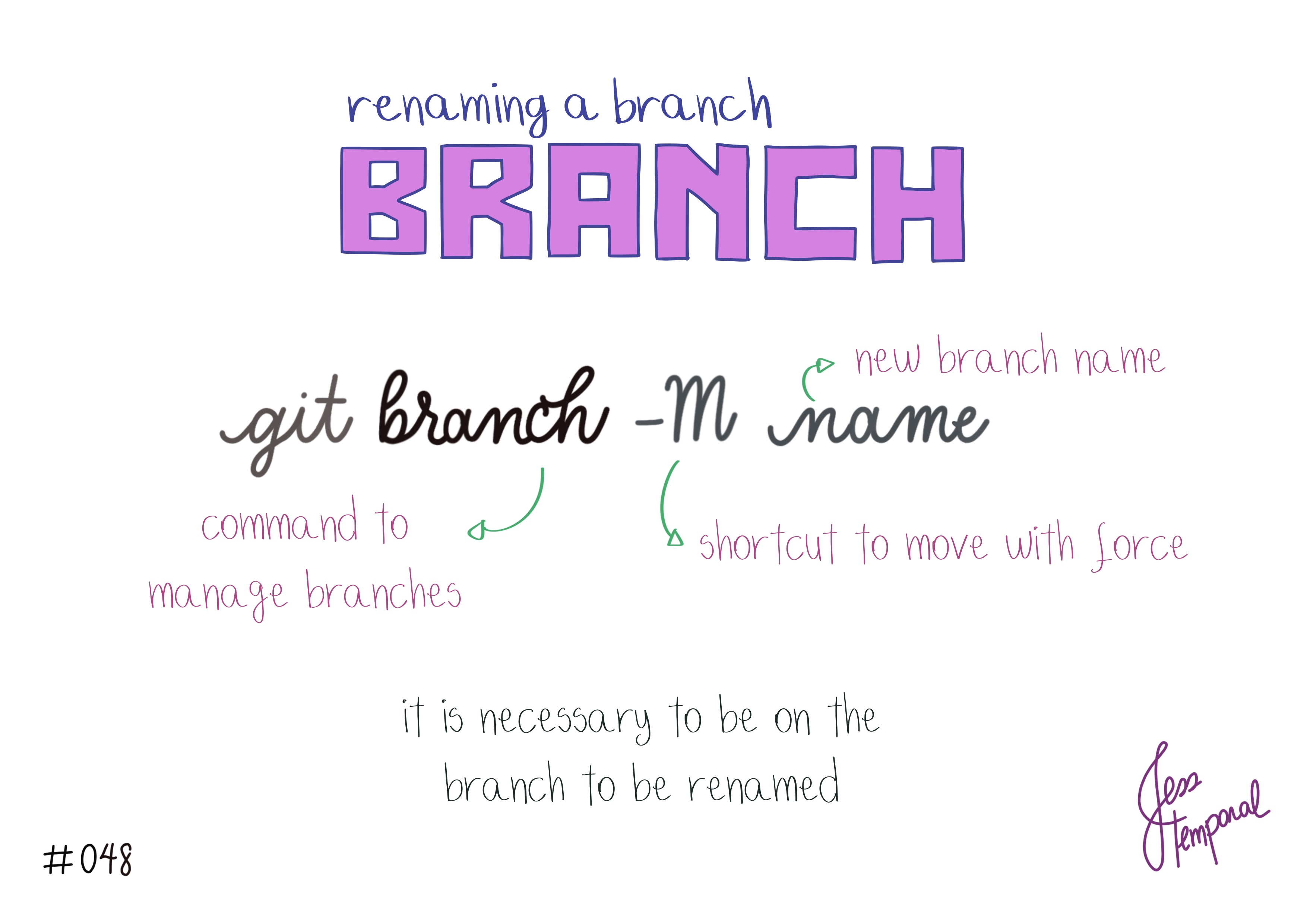 Use git branch -M new-branch-name to change the previous branch name to the new name