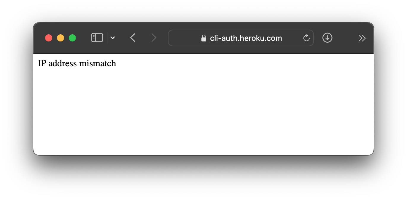 Image showing IP mismatch from heroku