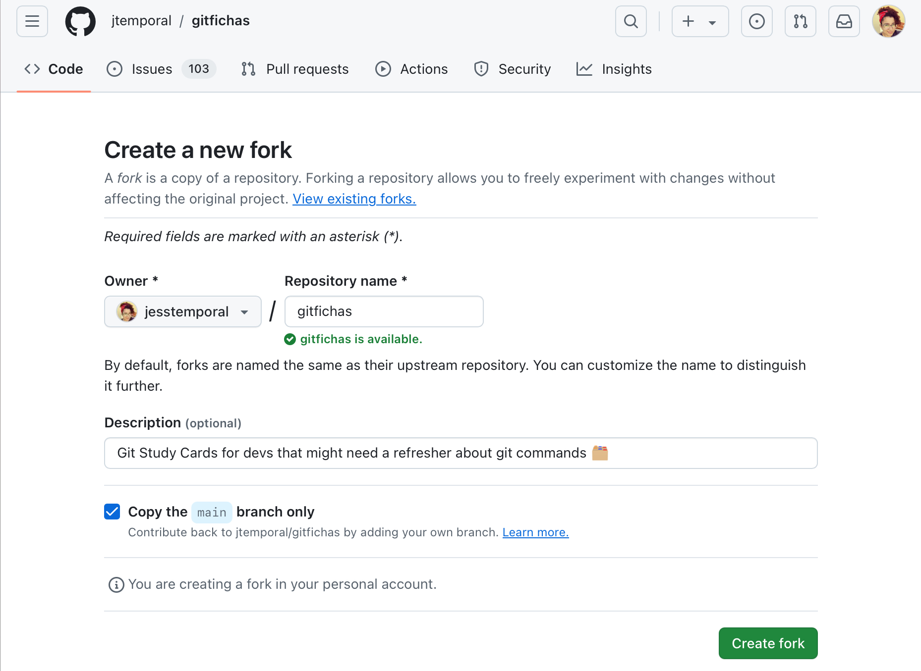 form para criarfork
