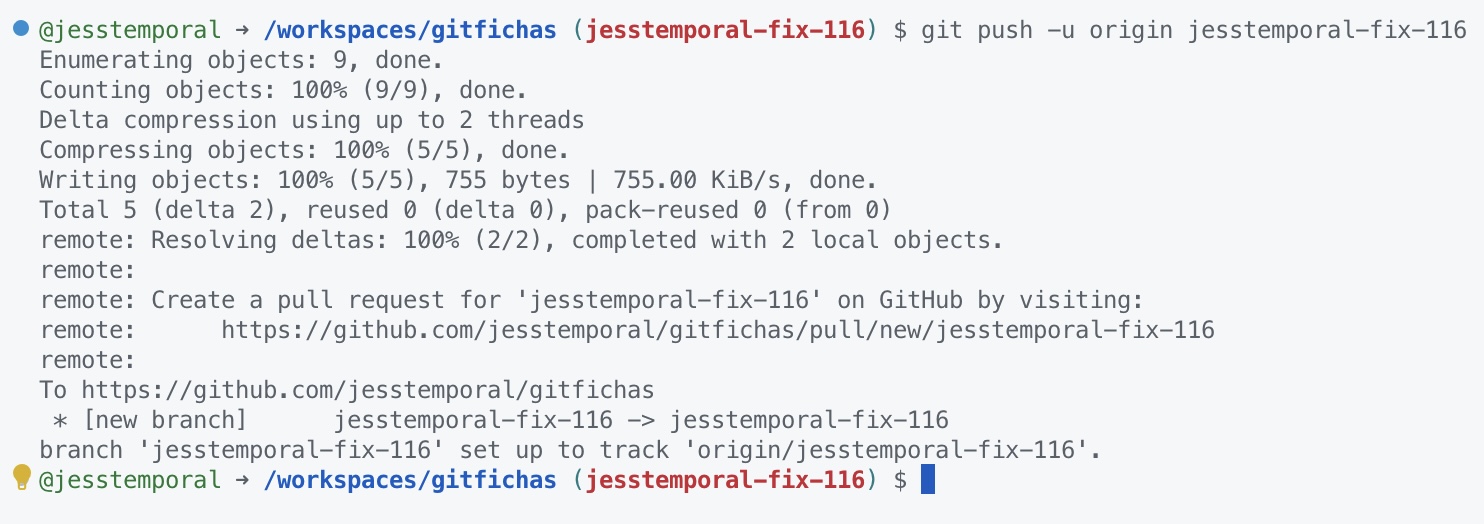 resultado do git push