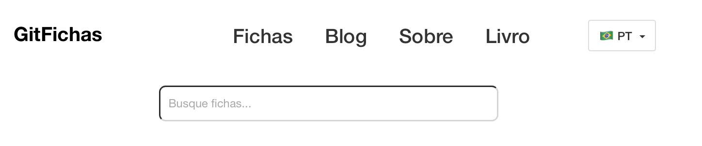 Homepage do site GitFichas mostrando o novo recurso de barra de pesquisa implementado por um contribuidor da comunidade