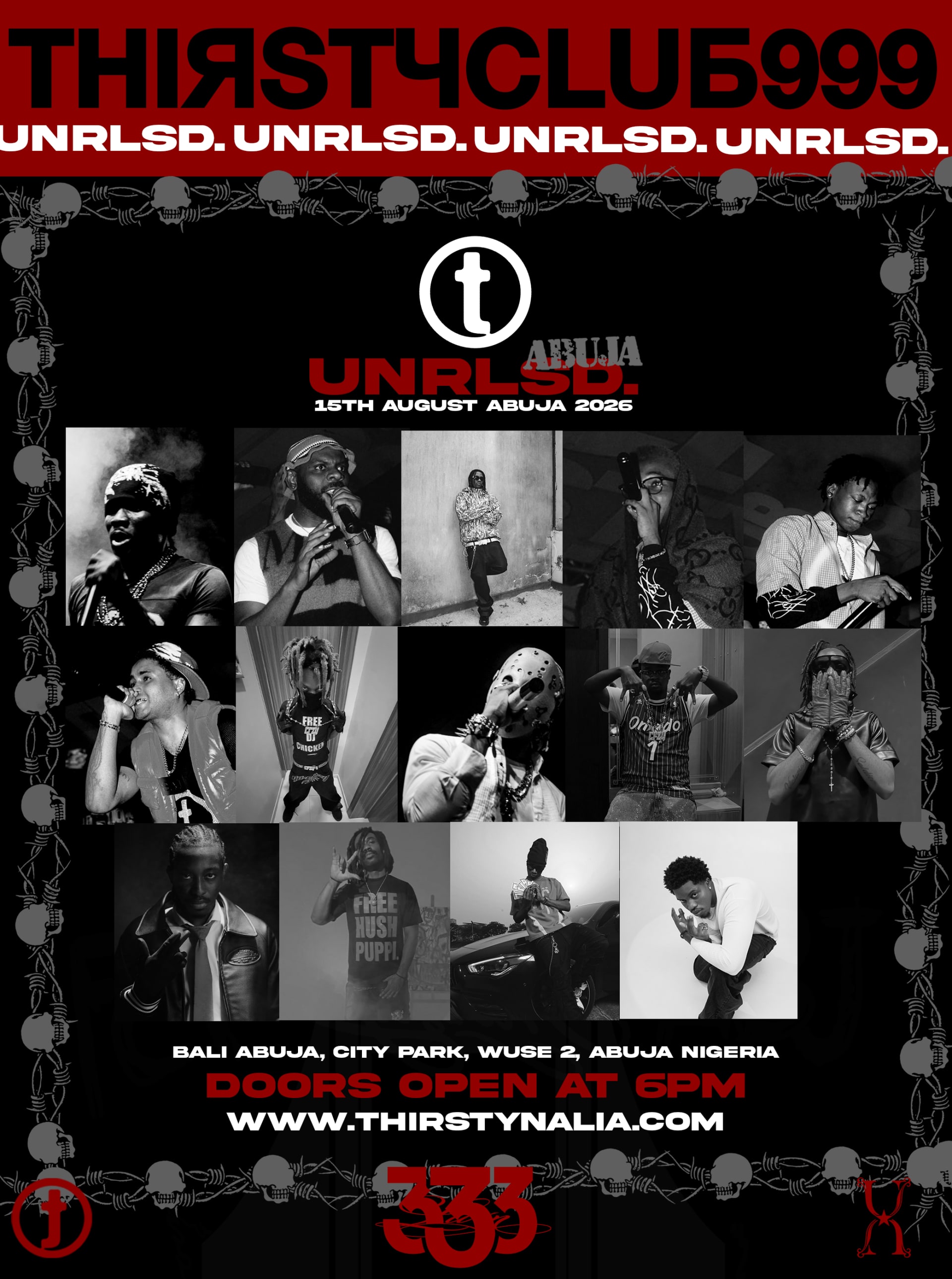 THIRSTYCLUB999 X UNRLSD X 333 poster