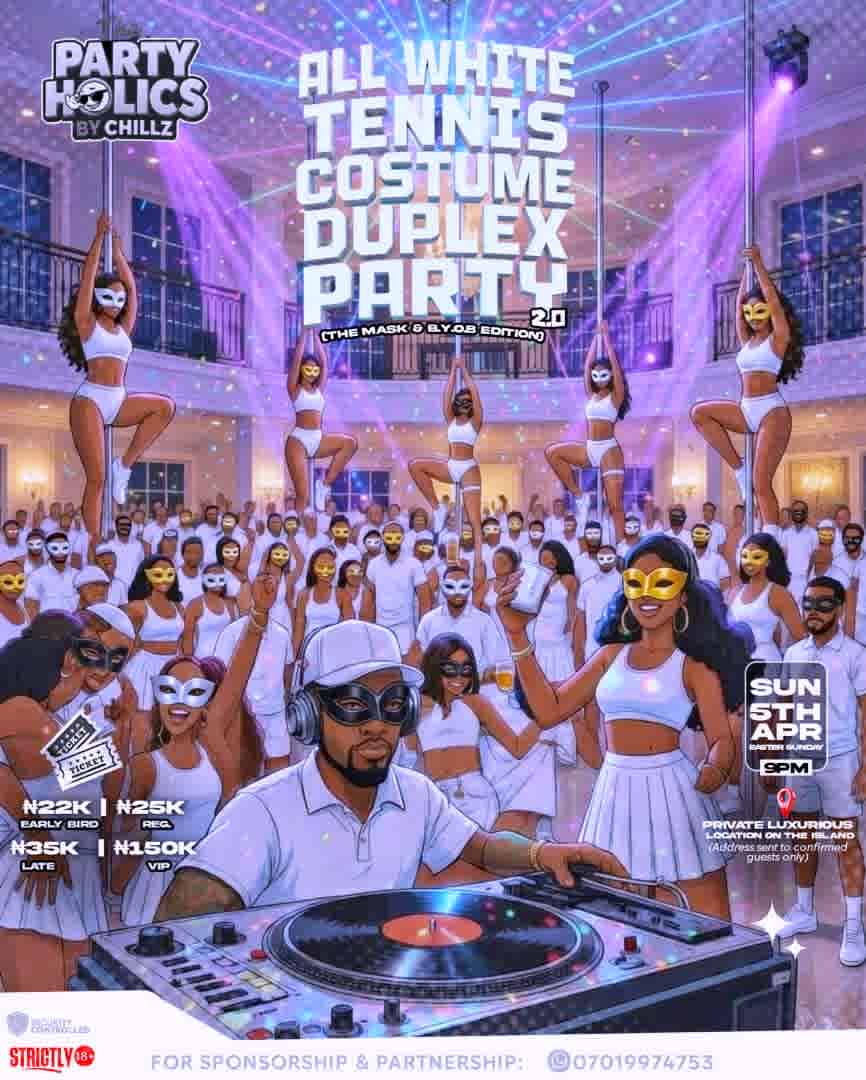 ALL WHITE TENNIS COSTUME DUBLEX PARTY 