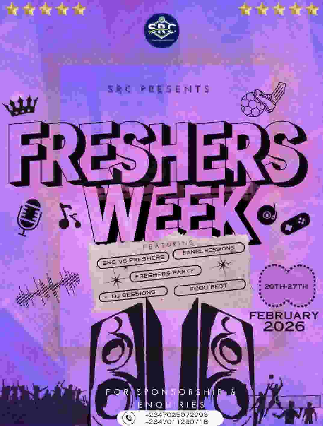 Src X Freshers week poster