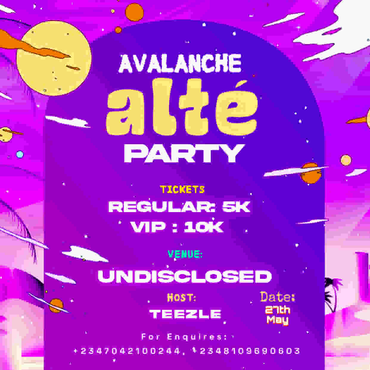 Avalanche Alté Party poster