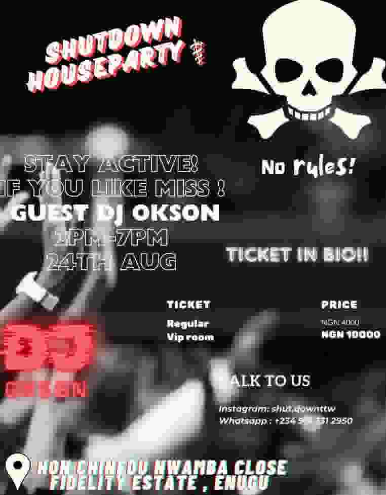 SHUTDOWN HOUSEPARTY poster