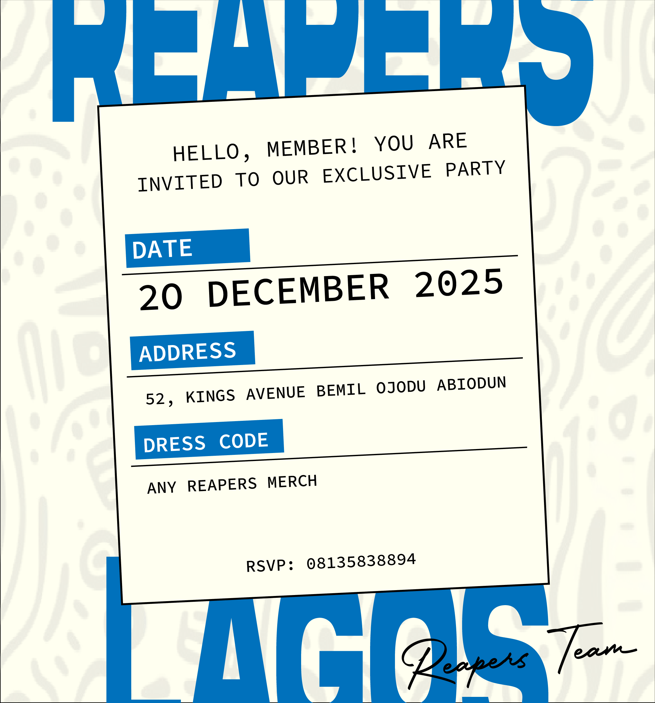 REAPERS EXCLUSIVE EVENT poster