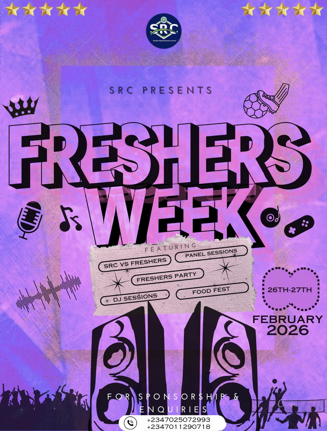 Src X Freshers week poster
