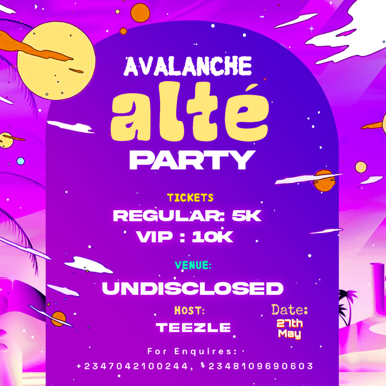 Avalanche Alté Party poster