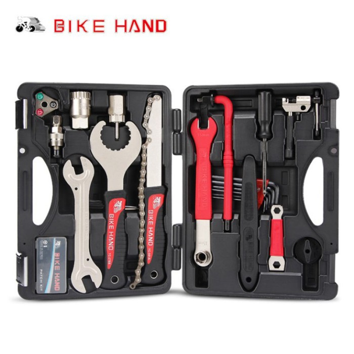 Kit Outils Vélo Professionnel Bike Hand - 18 Pièces Pour Entretien Shimano - Rouge