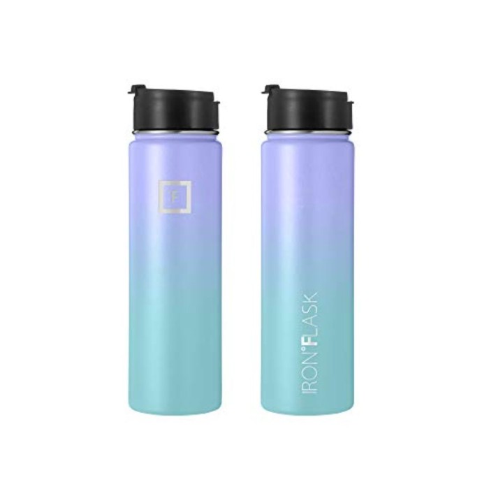 Jual Iron Flask Sports Water Bottle 22 Oz, 3 Lids (Straw Lid),Vacuum Insu (Kode A 004) di
