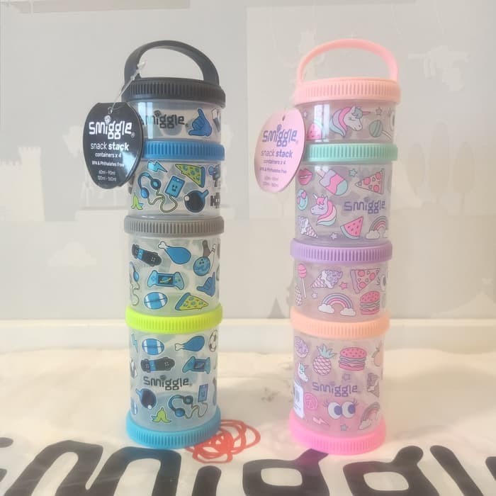 Jual SMIGGLE SNACK STACK CONTAINER 4 IN 1 ORIGINAL SALE Merah Muda (Kode A 003)) di Seller