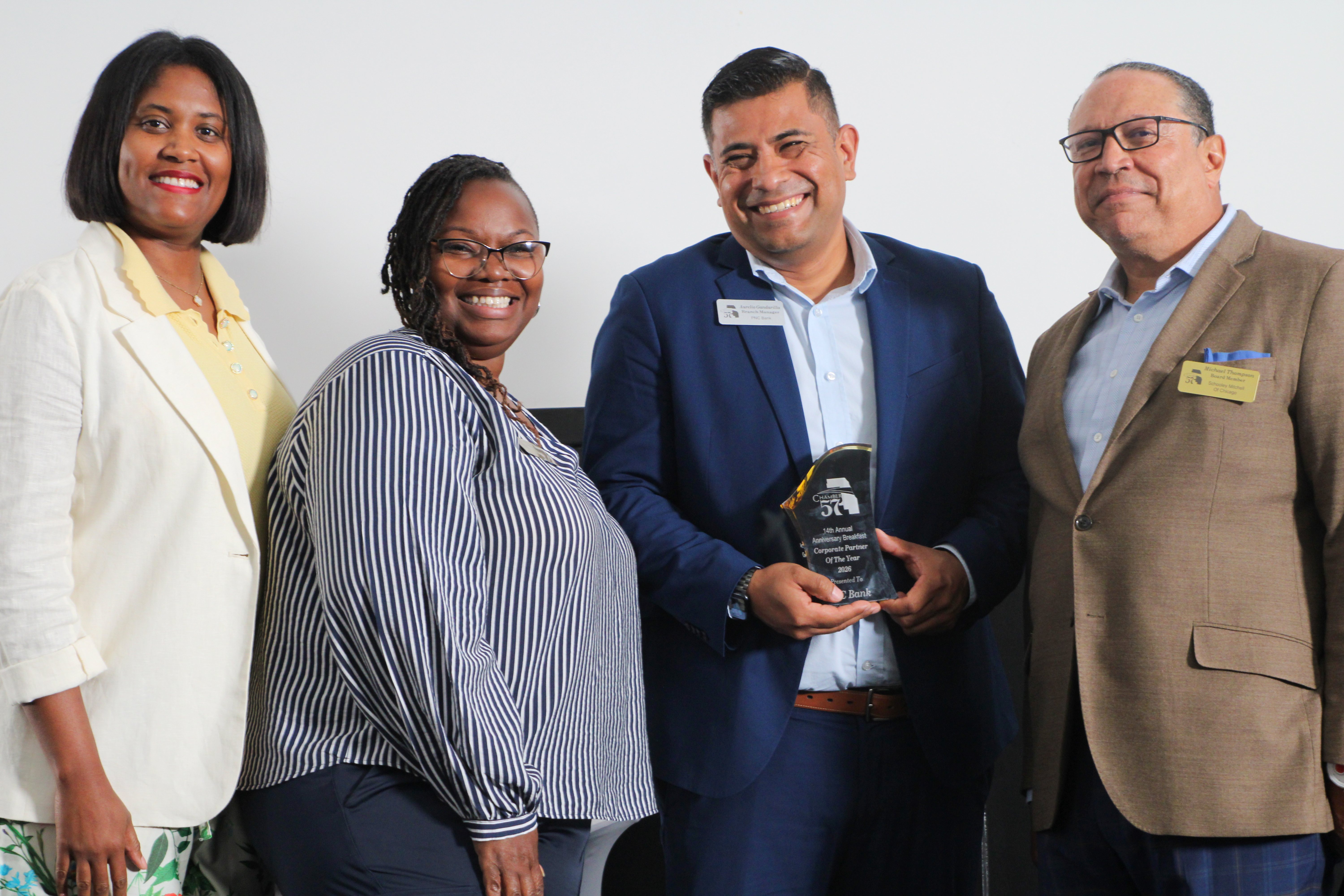 Chamber board members with a PNC representative at the annual breakfast