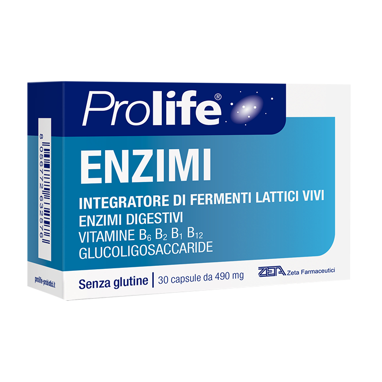 Prolife Encimi kapsule z encimi in bakterijskimi kulturami za izboljšanje prebave in zmanjšanje želodčnega nelagodja.