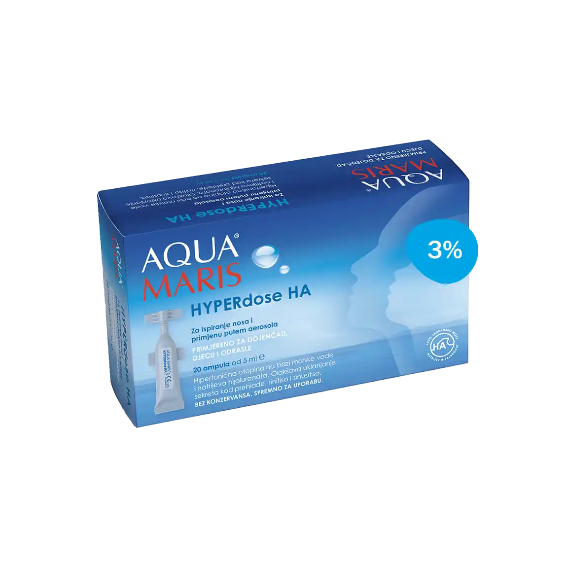 AQUA MARIS HYPERdose HA ampule za ispiranje nosa i primjenu putem aerosola