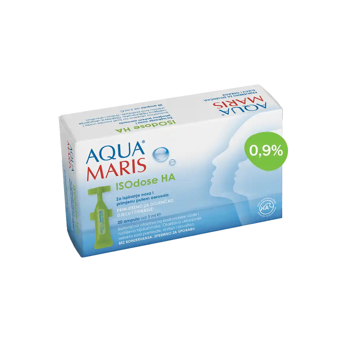 AQUA MARIS ISOdose HA ampule za ispiranje nosa i primjenu putem aerosola, izotonična otopina 