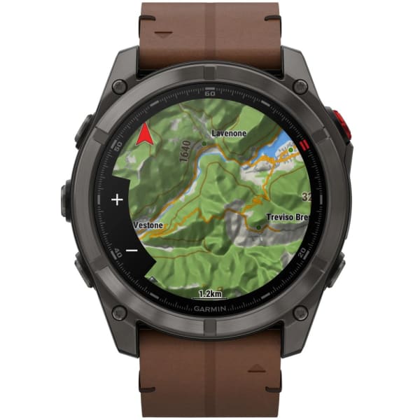 Garmin Fenix 8 Pro — 51 мм AMOLED Sapphire Carbon Grey DLC Titanium / Chestnut Leather Band — 4