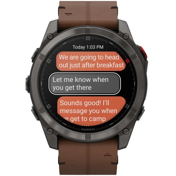 Garmin Fenix 8 Pro — 51 мм AMOLED Sapphire Carbon Grey DLC Titanium / Chestnut Leather Band — 5
