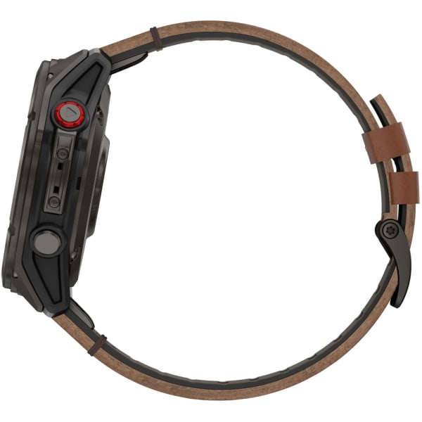 Garmin Fenix 8 Pro — 51 мм AMOLED Sapphire Carbon Grey DLC Titanium / Chestnut Leather Band — 8