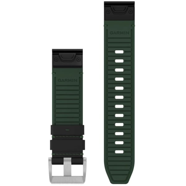 Кожаный ремешок Garmin QuickFit 22 мм Leather / FKM Hybrid Black / Green — 2