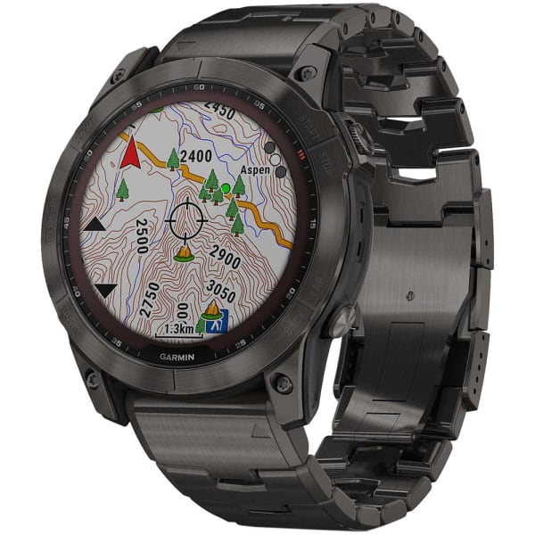 Garmin Fenix 7X Pro Sapphire Solar DLC Titanium Carbon Gray / Vented Titanium Bracelet — 2