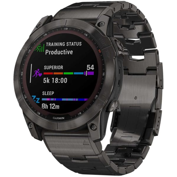 Garmin Fenix 7X Pro Sapphire Solar DLC Titanium Carbon Gray / Vented Titanium Bracelet — 3