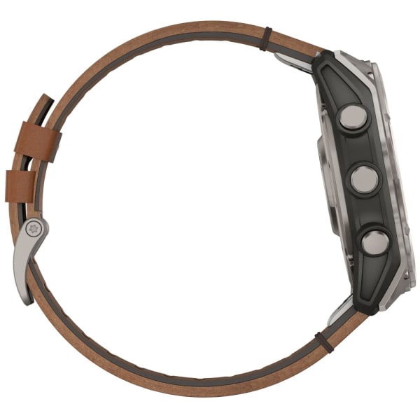 Garmin Fenix 8 — 51 мм AMOLED Sapphire Bare Titanium / Black / Chestnut Leather Band — 6