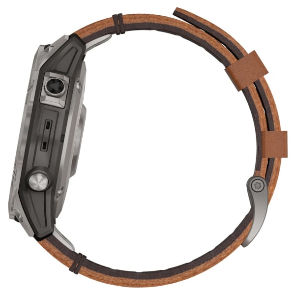 Garmin Fenix 7 Pro Sapphire Solar Titanium Gray / Chestnut Leather Band — 4