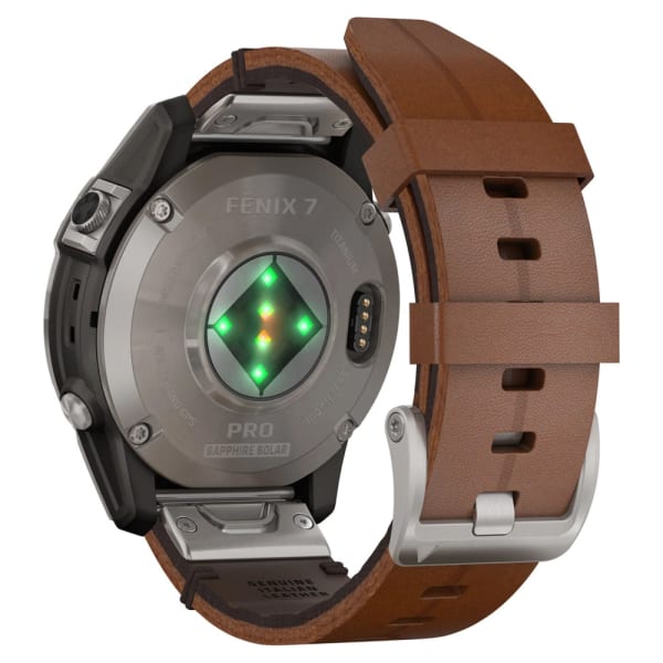 Garmin Fenix 7 Pro Sapphire Solar Titanium Gray / Chestnut Leather Band — 5