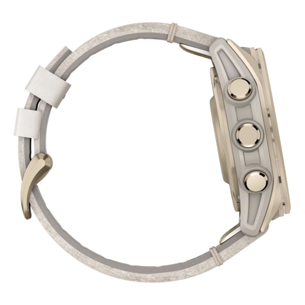 Garmin Fenix 8 — 43 мм AMOLED Sapphire Soft Gold Stainless Steel / Fog Gray Leather Band — 6
