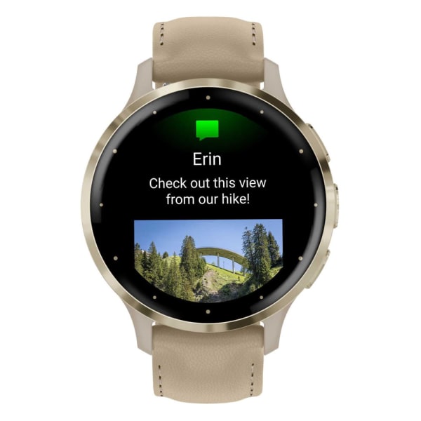 Garmin Venu 3S Soft Gold / French Gray с кожаным ремешком — 2
