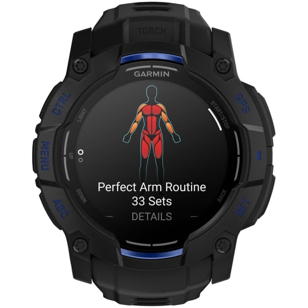 Garmin Instinct 3 — 50 мм Supernova Edition AMOLED Black / Bolt Blue — 3