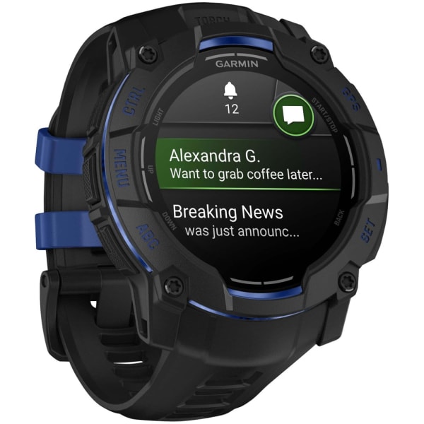 Garmin Instinct 3 — 50 мм Supernova Edition AMOLED Black / Bolt Blue — 6