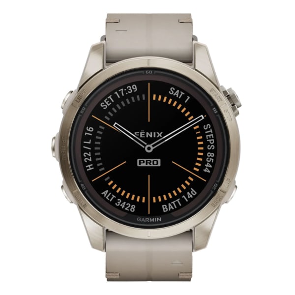 Garmin Fenix 7S Pro Sapphire Solar Soft Gold Limestone Leather Strap — 2