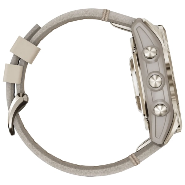 Garmin Fenix 7S Pro Sapphire Solar Soft Gold Limestone Leather Strap — 6